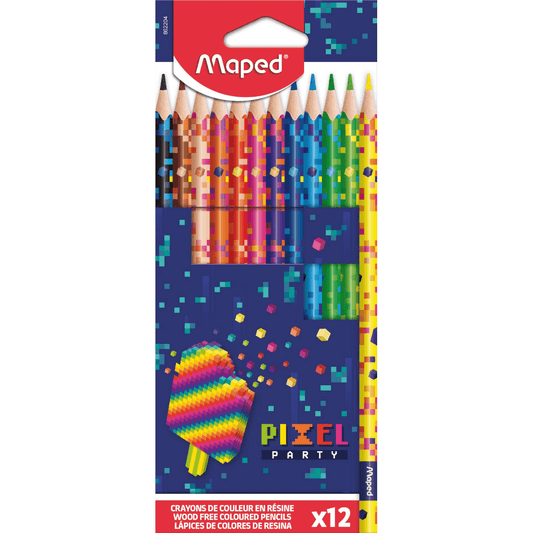 LÁPICES DE COLORES MAPED PIXEL PARTY CON 12 COLORES