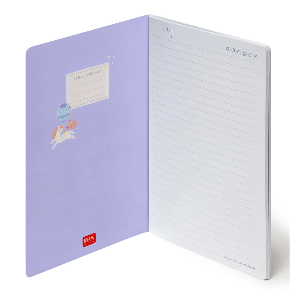Caderno A5 com linhas Unicórnio Legami