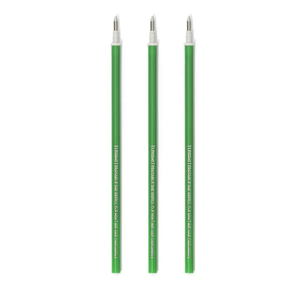 Conjunto de 3 recargas Verde para canetas apagáveis