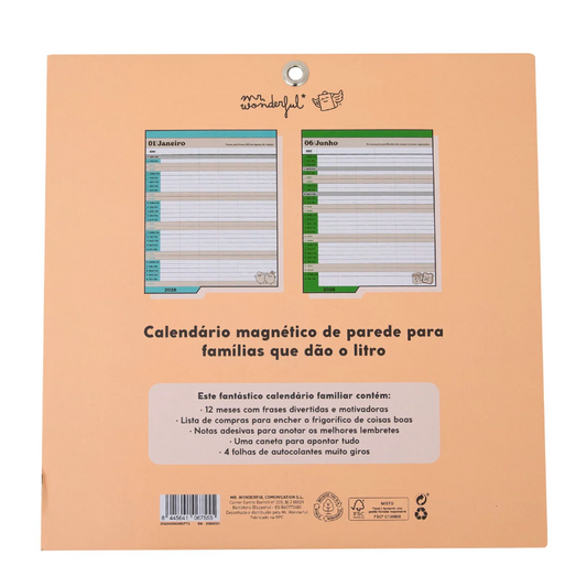 Calendário de parede magnético familiar 2026 - A melhor versão de nós Mr Wonderful