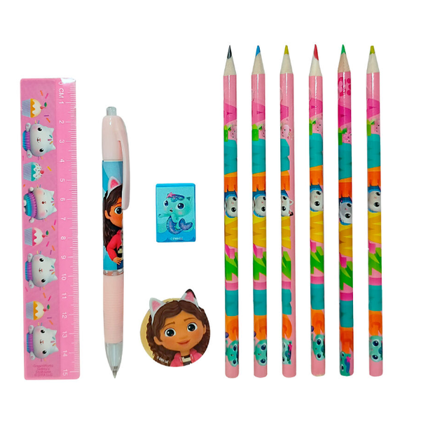Conjunto de papelaria Gabby's Dollhouse 12 peças
