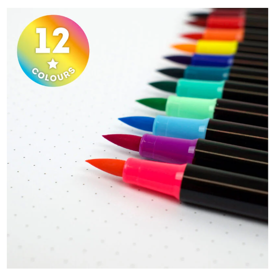 Conjunto de 12 marcadores de pincel brilhantes Legami