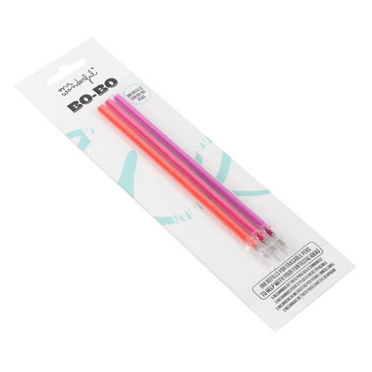 Recargas Mr. Wonderful p/ Canetas apagáveis Laranja, Rosa e Lilás