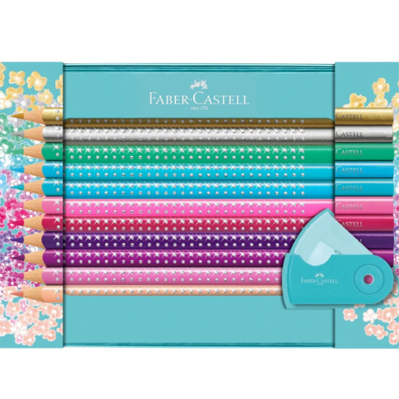 Lápis de cor Faber-Castell sparkle com 21 unidades + afia
