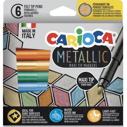 Marcador CARIOCA Metallic Maxi Multicolor (6 Und)
