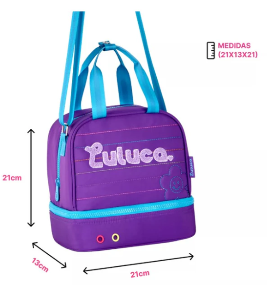 Kit Mochila + Estojo + Lancheira Luluca Roxo