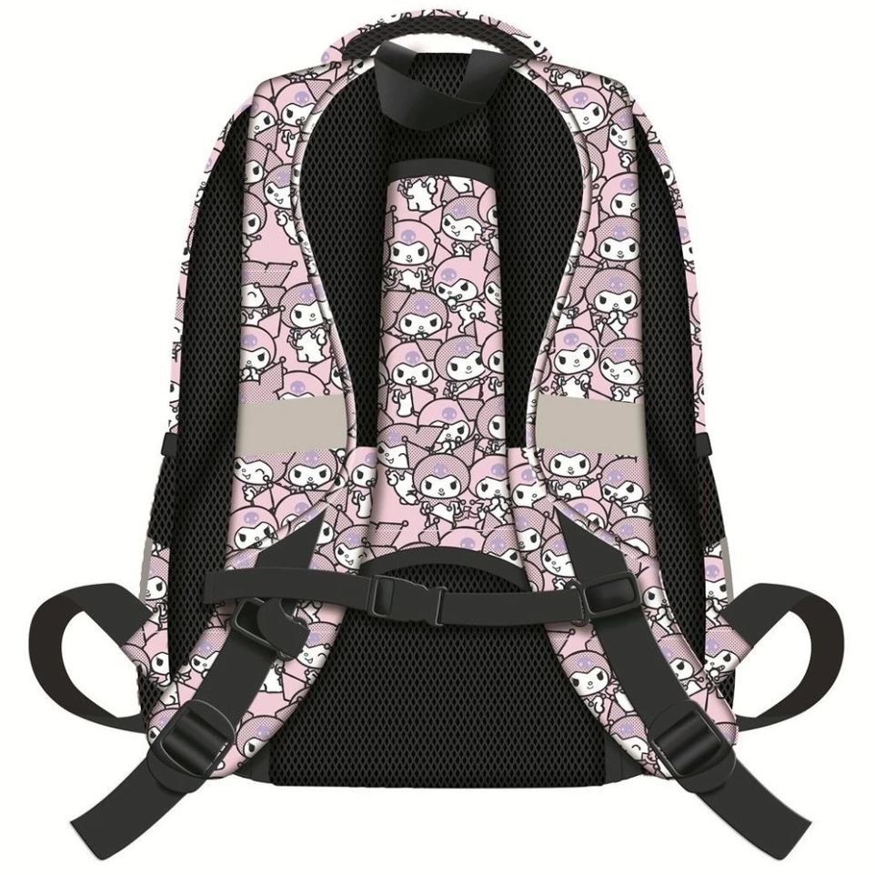 Mochila Escolar Kuromi Rosa 40 cm com 4 Compartimentos