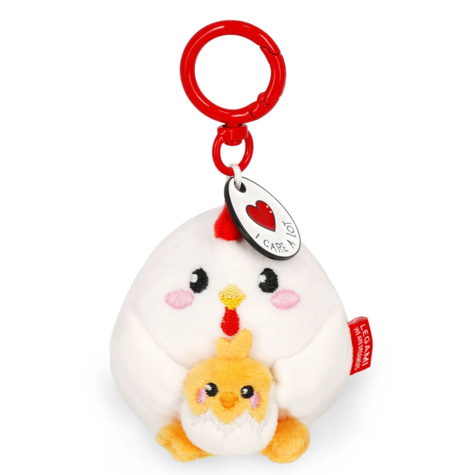 Porta-chaves de peluche galinha - Pequeno e super macio!