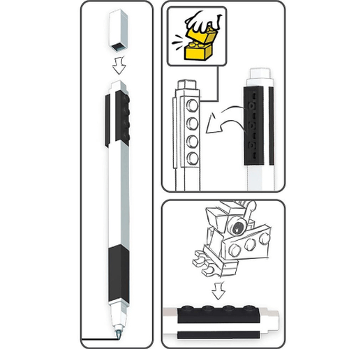 Caneta Gel com mini boneco LEGO vermelho com tinta Preta