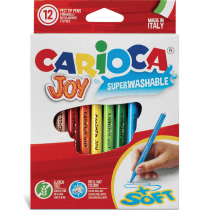 Canetas de feltro laváveis carioca joy blister c/12