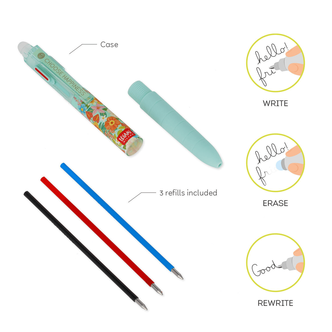 Caneta 3 cores apagável - Papelaria Encantada