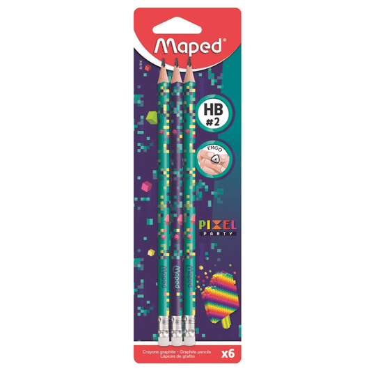 Lápices de carbón Maped HB con borrador de píxeles - 6 unidades