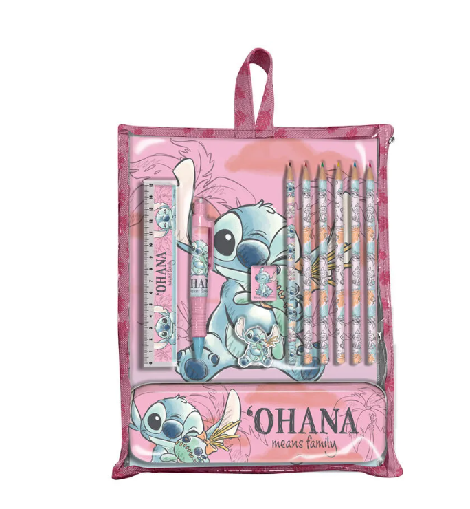 Conjunto de papelaria Stitch 12 peças