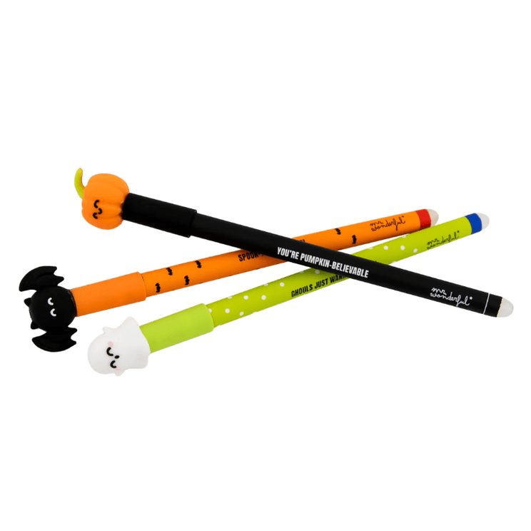 Conjunto 3 canetas apagaveis Mr. Wonderful Halloween