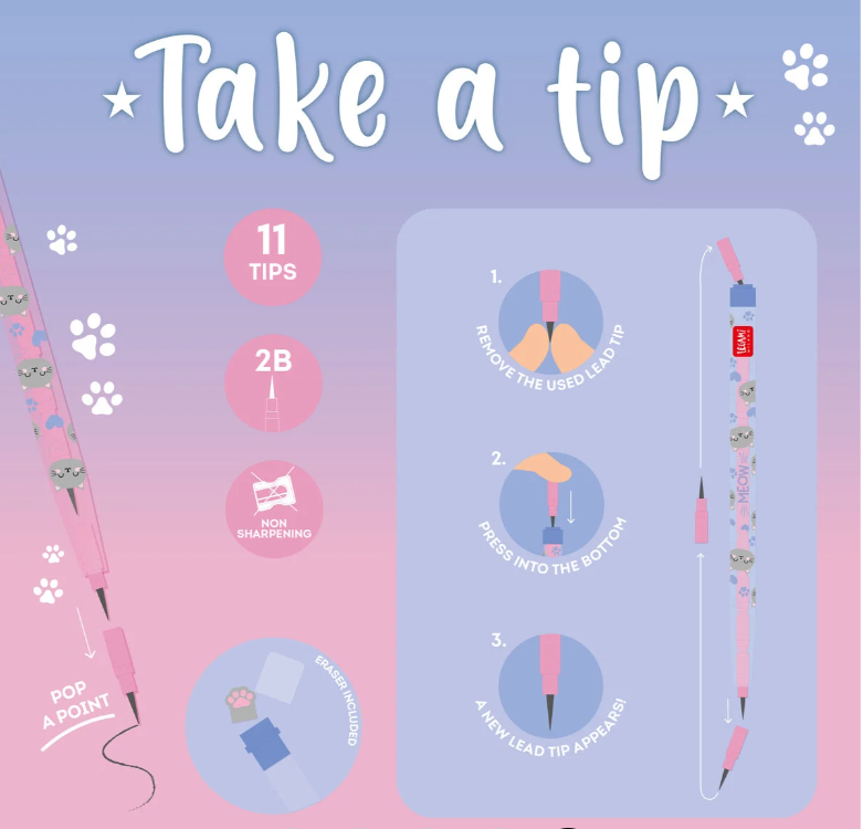 Lápis empilhável com borracha Gato Legami