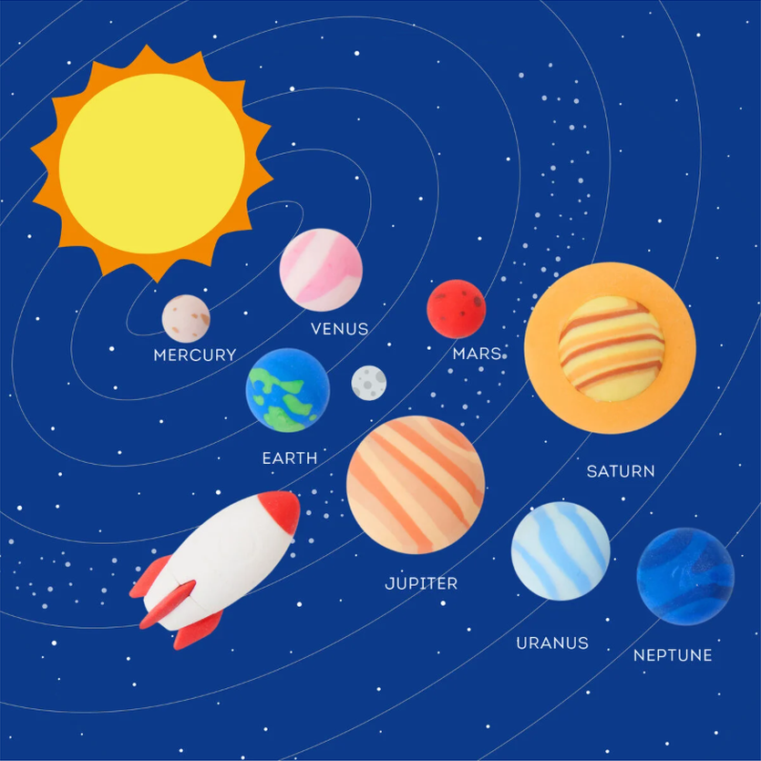 Conjunto de 9 borrachas Legami Sistema solar