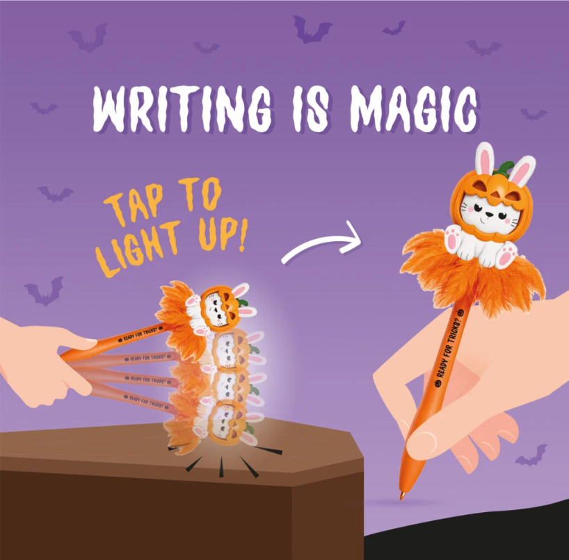 Esferográfica Iluminada Coelho Abóbora Halloween Legami