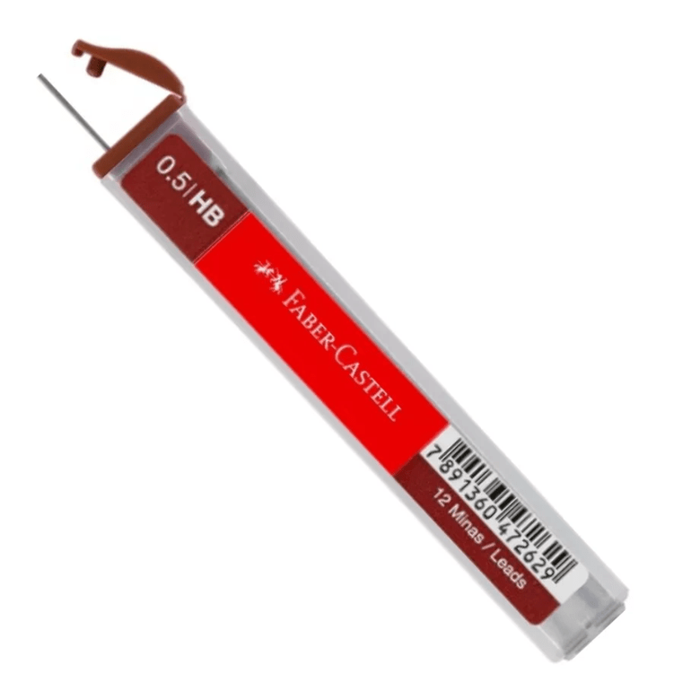 Tubo com 12 minas Faber-Castell 0,5mm HB