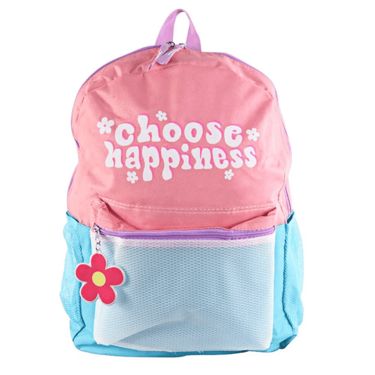 Conjunto escolar mochila rosa/azul + estojo choose happiness - Papelaria Encantada
