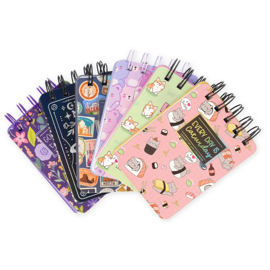 Caderno pautado com capa dura ilustrada - Corgi - Bloco de notas - Encadernação em espiral