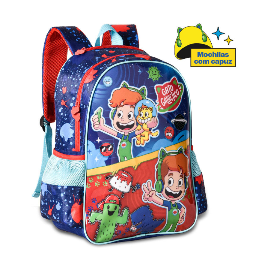 Conjunto Gato Galáctico - Mochila+Lancheira+Estojo duplo
