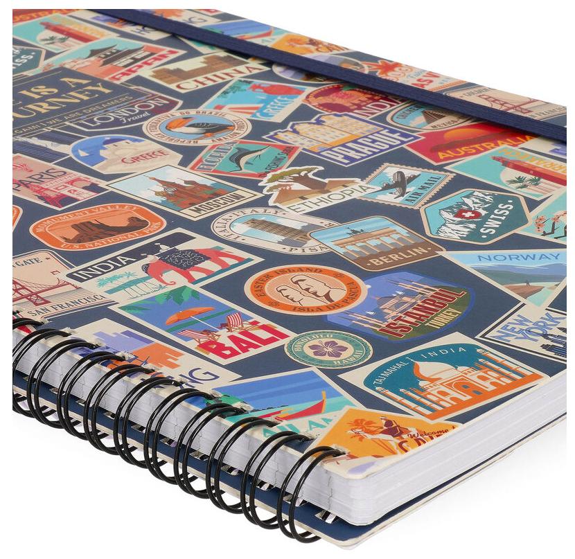 Caderno A4 Legami Espiral Maxi Travel Stickers