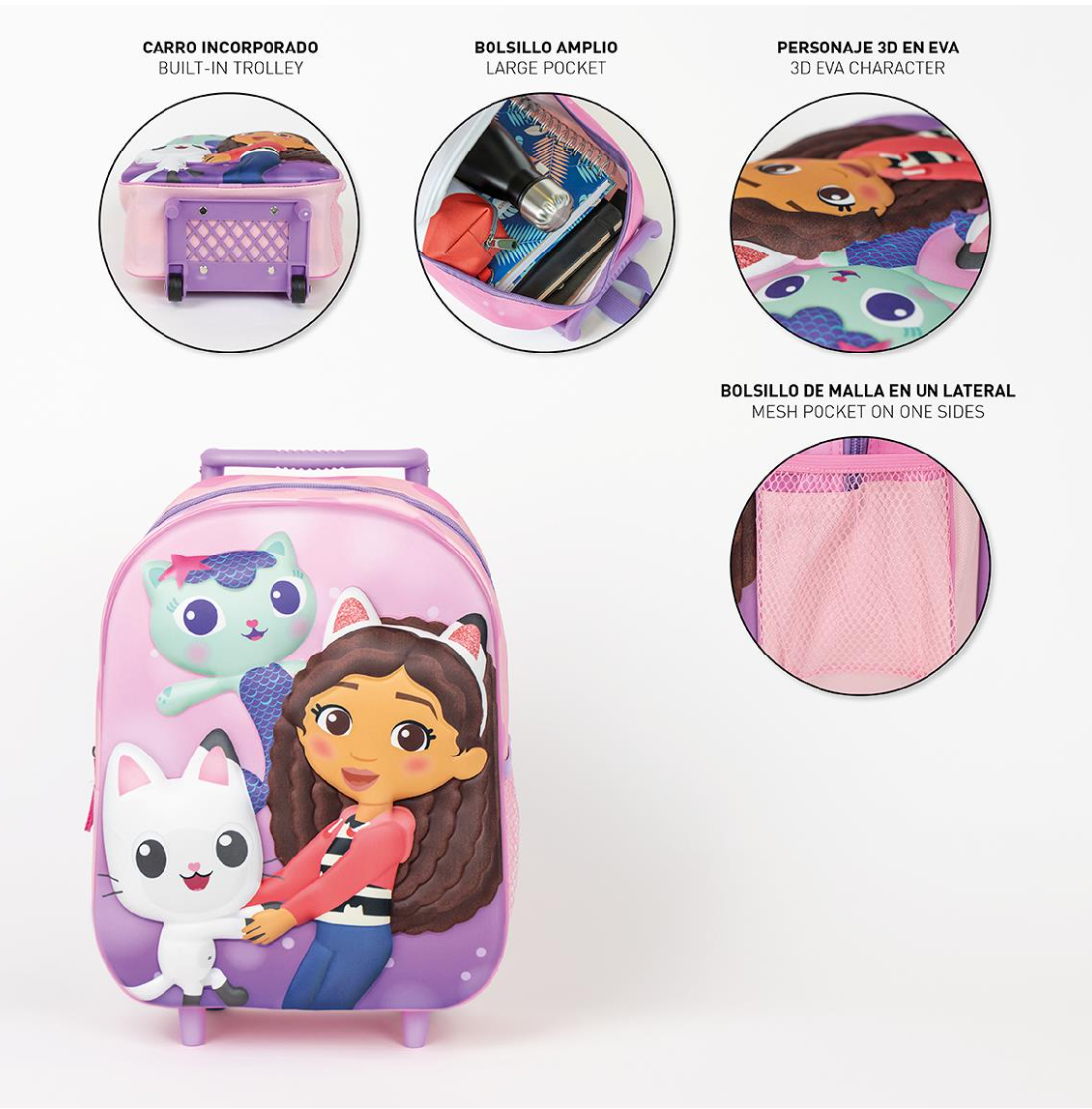 Mochila trolley 3D Gabby Dollhouse - Papelaria Encantada