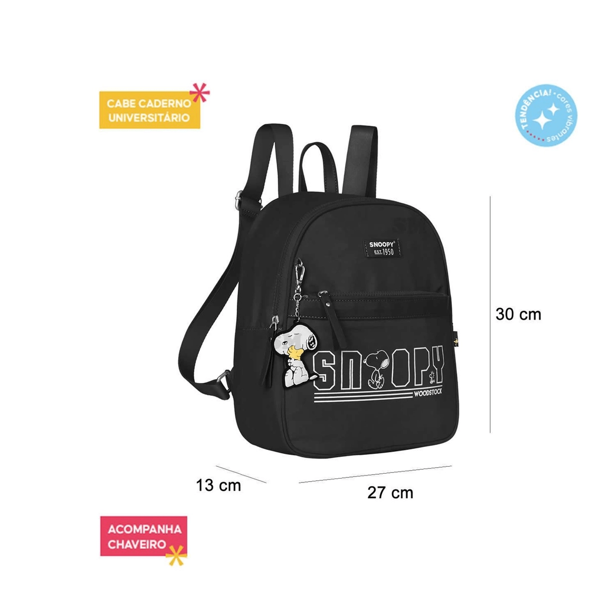 Mochila Casual Snoopy Negra