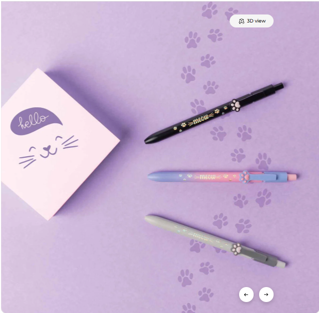 Esferográfica com tema de gatinho - tinta azul - Meow Legami