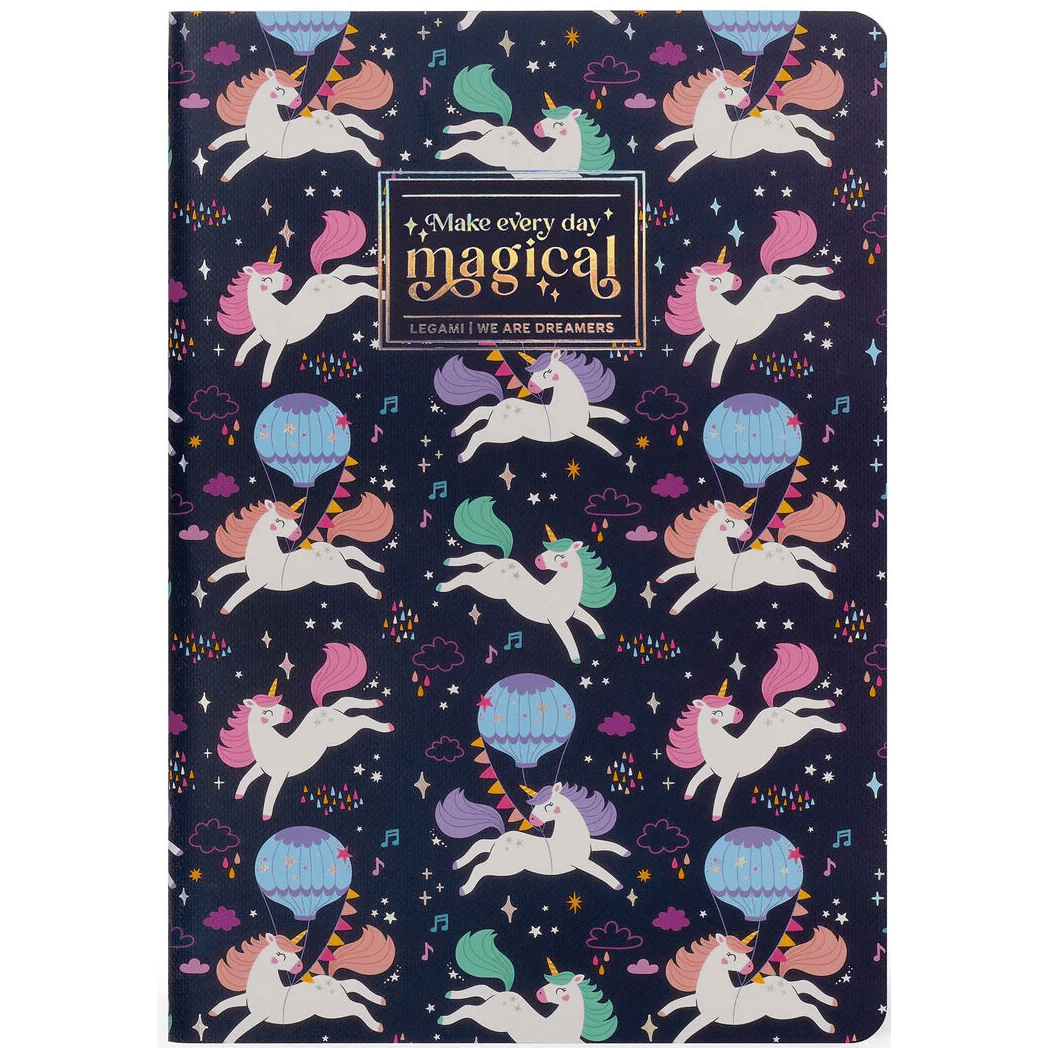 Caderno A5 com linhas Unicórnio Legami
