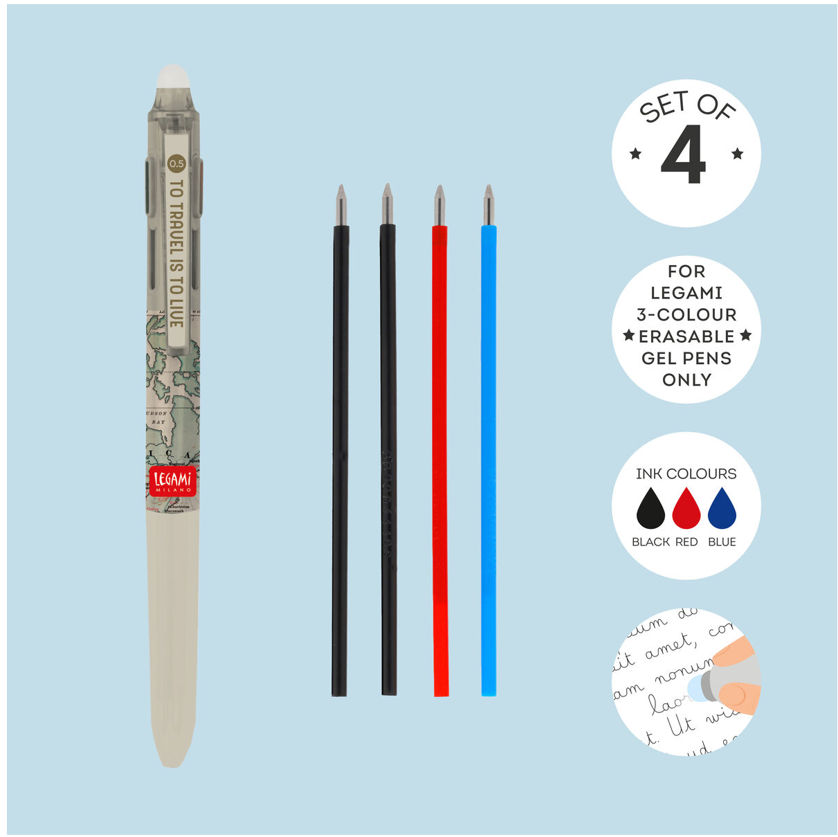 Recargas Canetas legami 3 cores - Papelaria Encantada