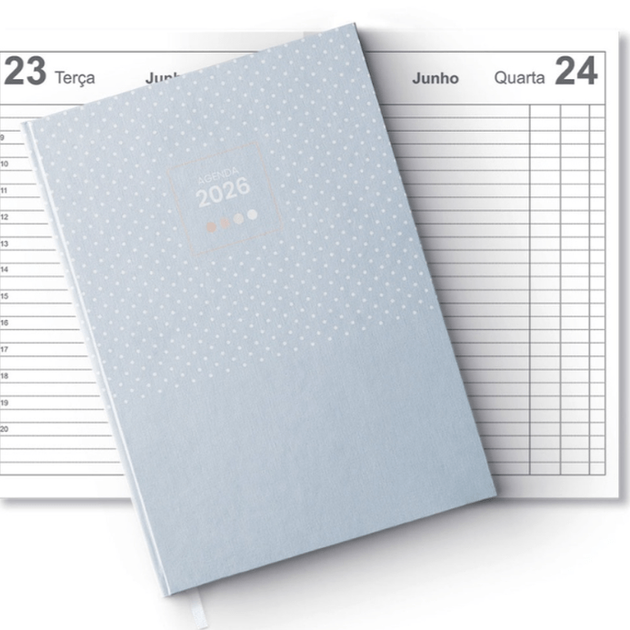 Agenda diária A6 2026 FIRMO Super Spot azul lagoa