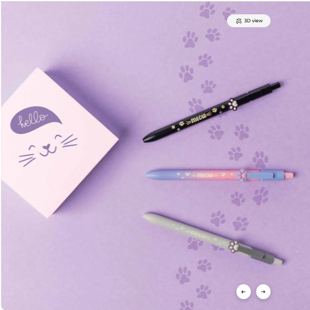 Esferográfica com tema de gatinho - tinta vermelha - Meow Legami