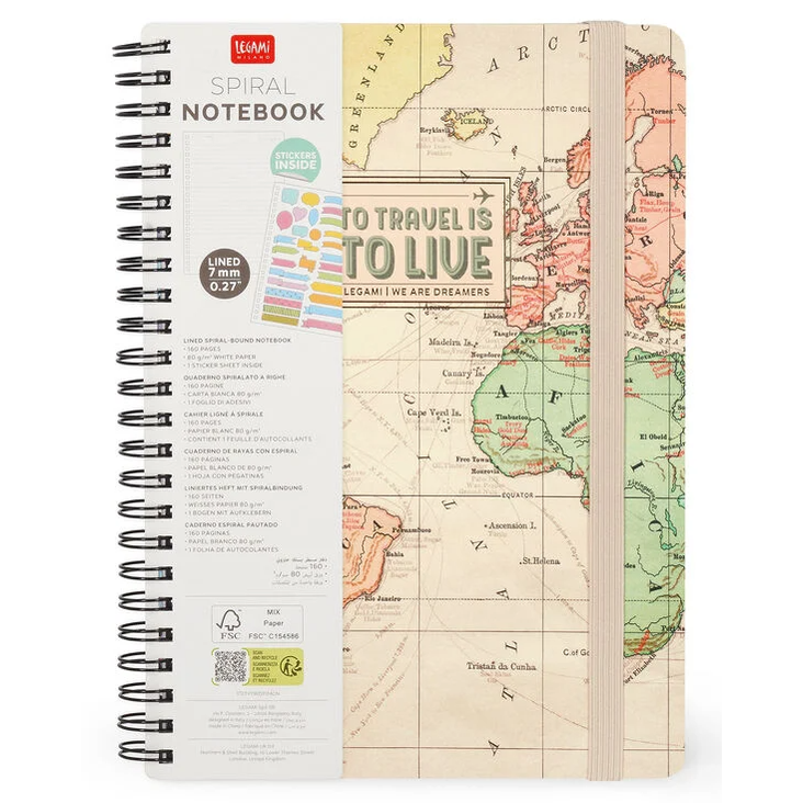 Caderno espiral A5 - Legami travel