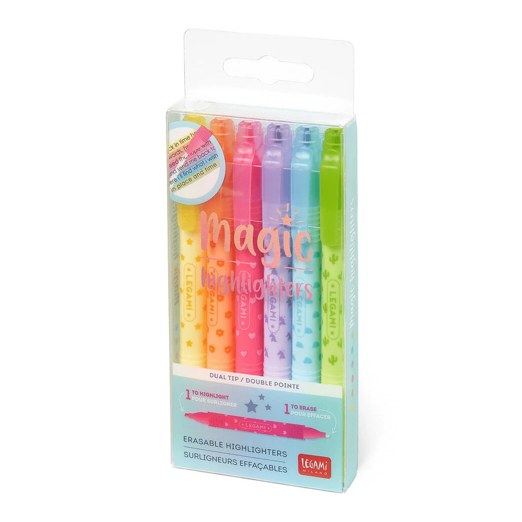 Conjunto de 6 sublinhadores apagáveis - Papelaria Encantada