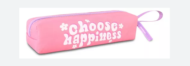 Conjunto escolar mochila rosa/azul + estojo choose happiness - Papelaria Encantada