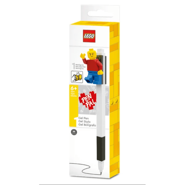 Caneta Gel com mini boneco LEGO vermelho com tinta Preta