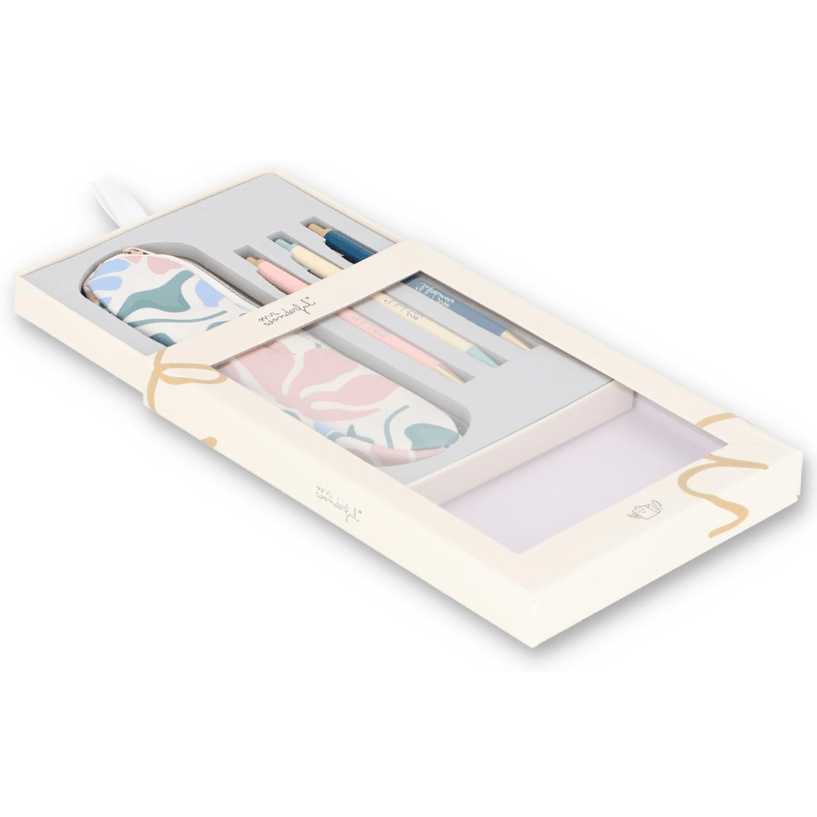 Conjunto de escrita Flower print - estojo, 2 canetas, 1 lapiseira Mr. Wonderful