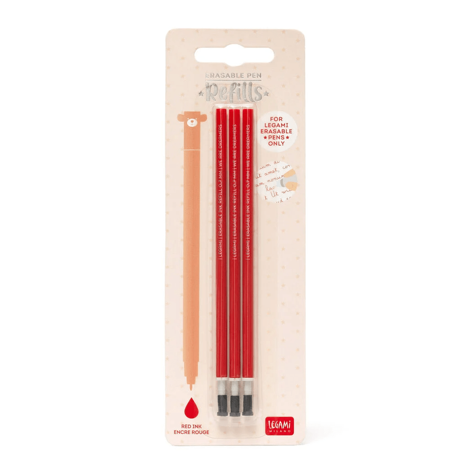 Conjunto de 3 recargas vermelho para canetas apagáveis