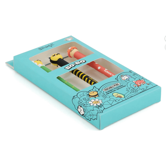 Conjunto 3 canetas apagáveis Mr. Wonderful Daisy, Abelha, Cogumelo