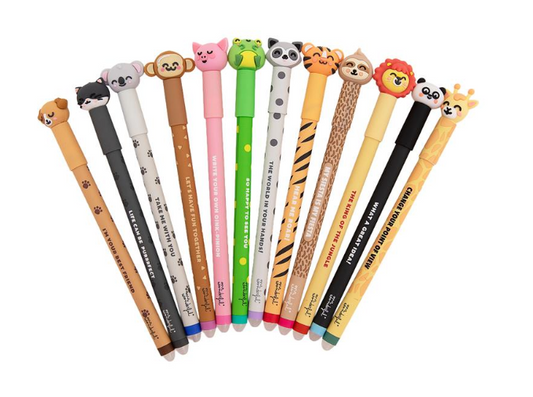 Conjunto 12 canetas apagáveis Bo-Bo - Animais Mr. Wonderful