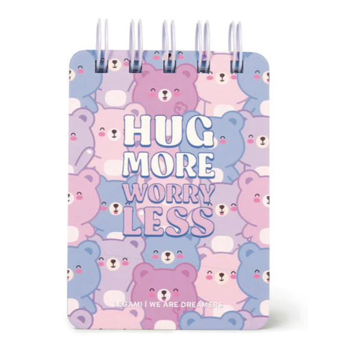 Caderno pautado com capa dura ilustrada - Ursinho de peluche - Bloco de notas - Encadernação em espiral