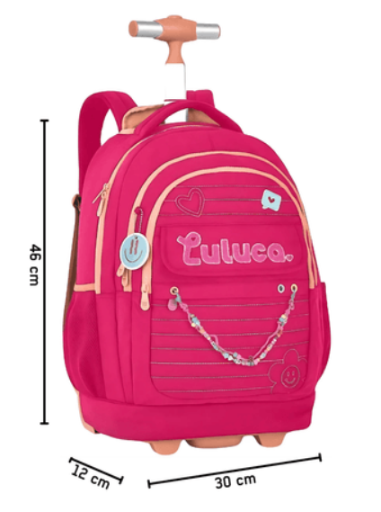 Mochila c/ trolley Luluca Rosa 46cm