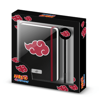 Bloco c/elásticos Preto Naruto + Caneta Esferográfica Fashion Naruto Clouds