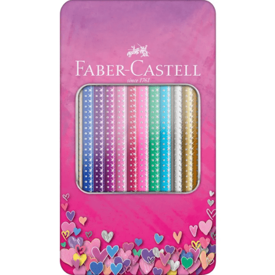 Lápis de cor Sparkle Faber-Castell caixa metálica de 12 + oferta Lapis Sparkle