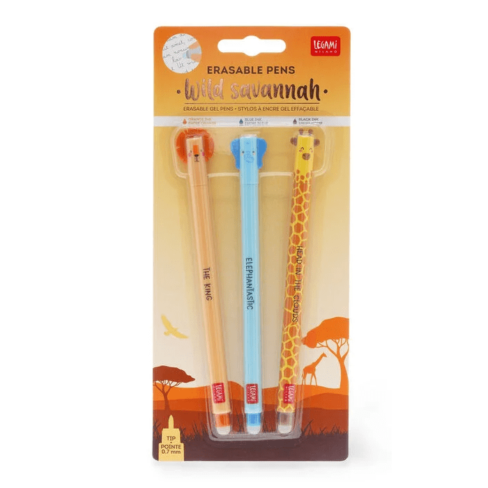 Conjunto 3 canetas apagáveis Legami Savannah