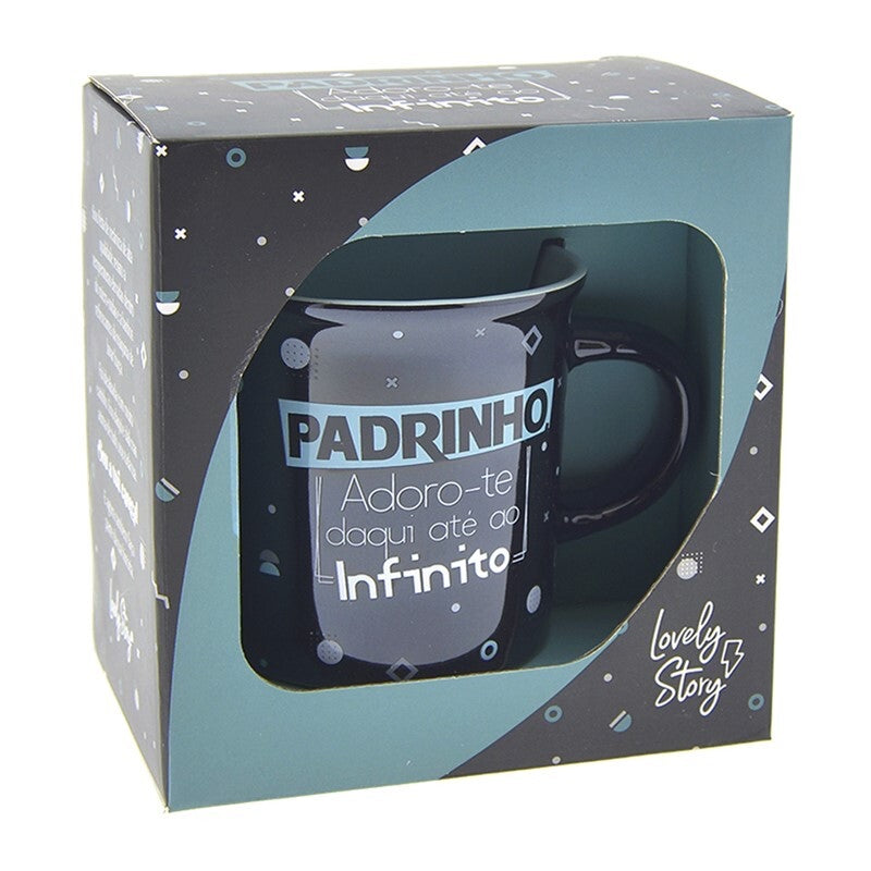 Caneca vintage 430ml - Padrinho, adoro te daqui ao infinito
