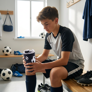 Copo térmico com interior cerâmico 400 ml Lovely Story – Football Match – Preto