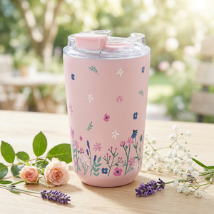 Copo térmico com interior cerâmico 400 ml Áurea – Sweet Breeze – Rosa