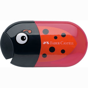 Afia dupla + Borracha Faber-Castell Joaninha - Papelaria Encantada